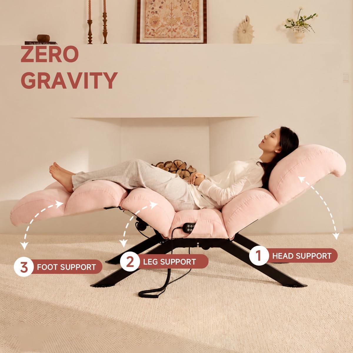 GOSUHI Pink Power Recliner Lounger